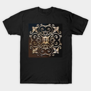 Cross Emblem Design Scroll Pattern Graphic T-Shirt